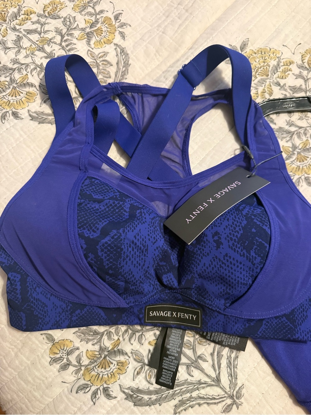 Savage X Fenty Electric Blue Snake-Print Sports Bra